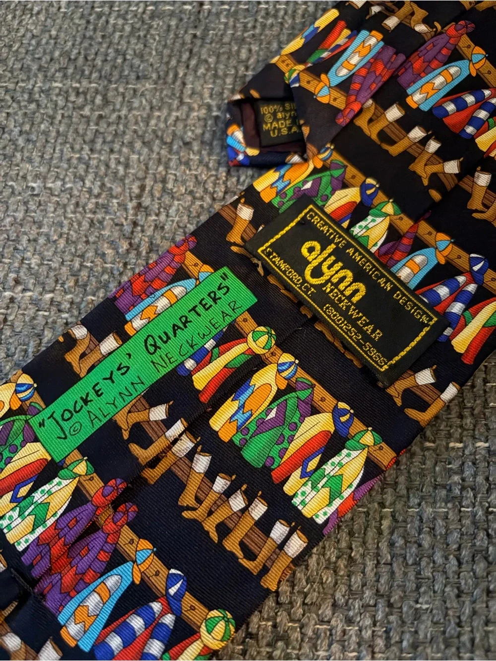 Men's Navy Jockey Silks & Boots Pattern Tie - Classic Novelty Style